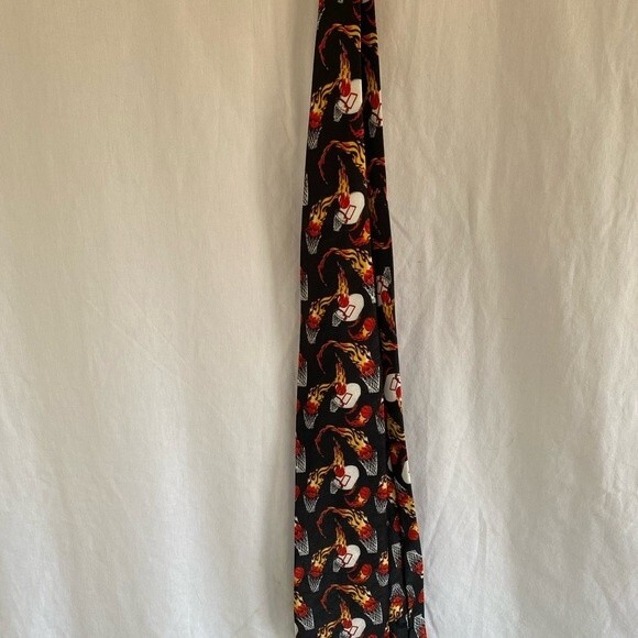 Roberto Cellini Blazing Flaming Hot Basketball Hoops Men’s Neck Tie - Picture 2 of 5